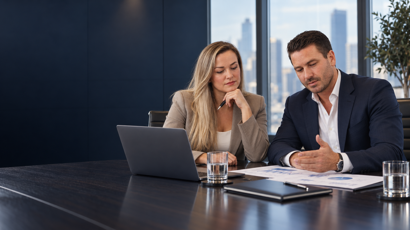 Steven Rao and Edyta in a serious boardroom strategy session